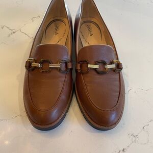Life Stride Brown Loafers with Gold Accent